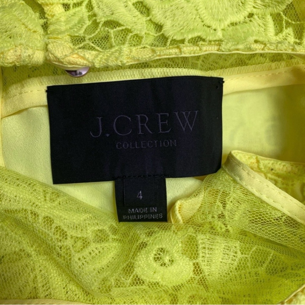 J. Crew Collection Neon Yellow Crochet Sleeveless Sheath Dress Size 4 Classic - Picture 11 of 16